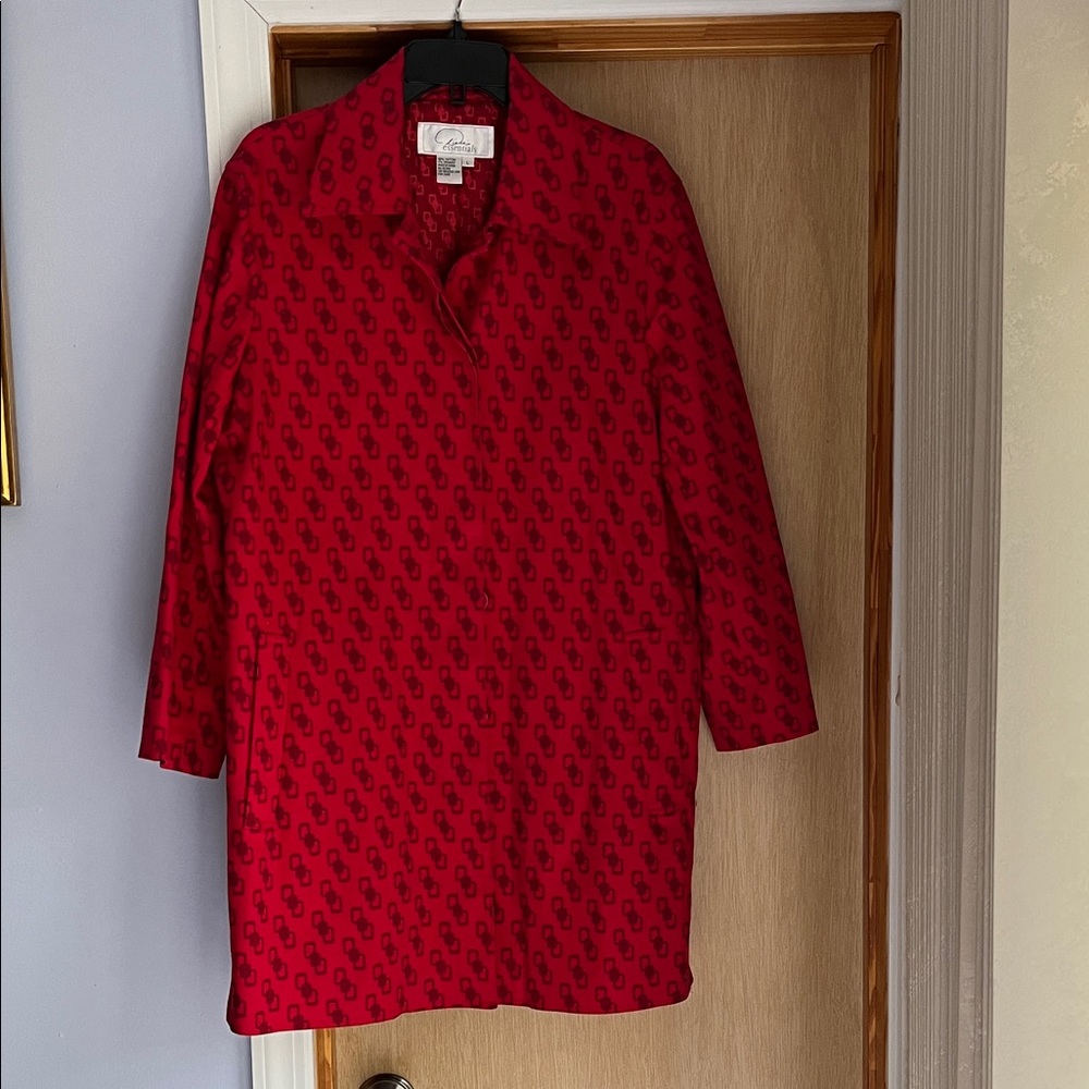 Essentials Red Patterned Trench Coat - image 1